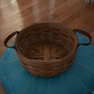 Longaberger Brown Woven Basket with leather Handles